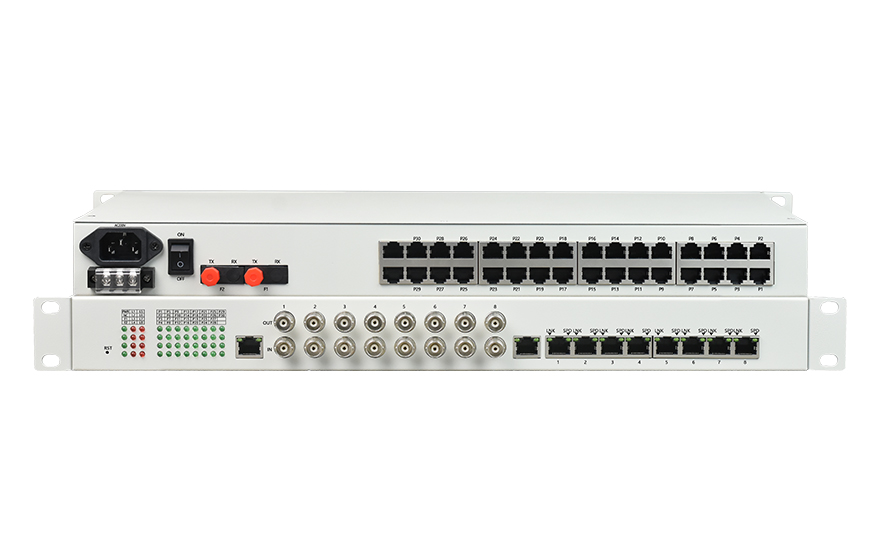 飛暢科技-32路電話+8E1+8FE物理隔離（1+1光備份，19英寸）電話光端機